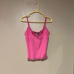 Y2K Self Esteem Pink Beaded Tank Top Size Large